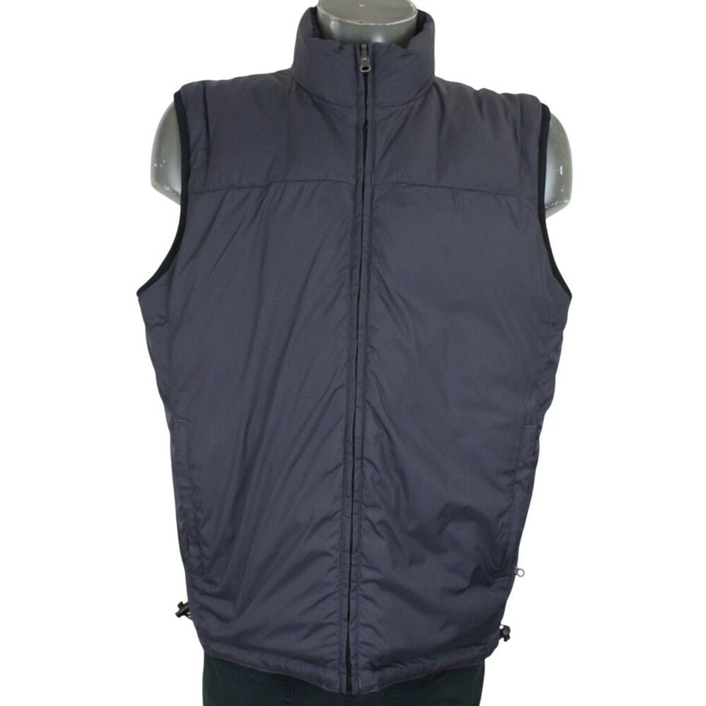 Vintage Eddie Bauer Down Filled Reversible Puffer Vest Black/Blue Mens M - Picture 2 of 11